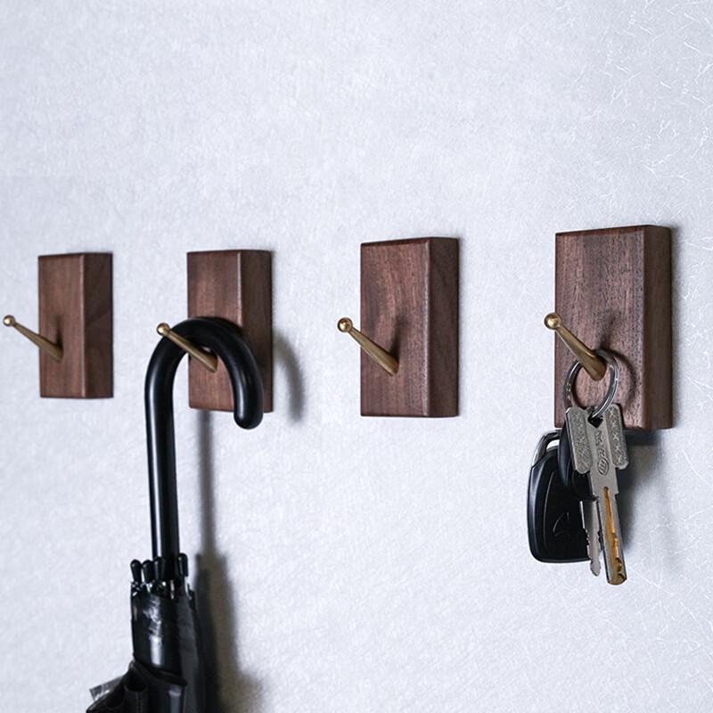 Square Solid Walnut Wood Bathroom Wall Hook