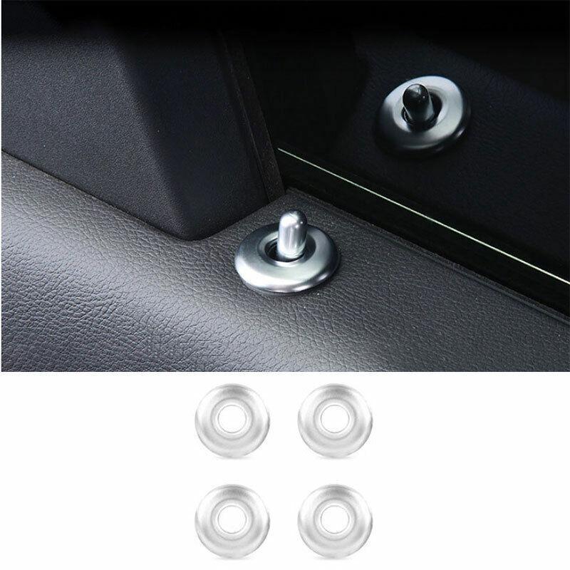 Fit For 2016- Cadillac XT5 ABS Silver Inner Door Bolt Lock Down Ring Trim