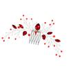 Wedding Hair Combs Hair Accessories Red Color Rhinestone Hairpins Clips Silver Color Metal Headpieces for Bride Novia Jewelry