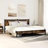VidaXL Metal Bed Frames with Smoked Oak Headboard 180x200 Cm, Double Bed, Bedroom Furniture, Guest Bed, 3301377