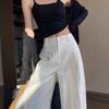 White Linen Pants Children's New Drape Old Money Style Summer Small Straight Cotton and Linen Suit Casual Pants
