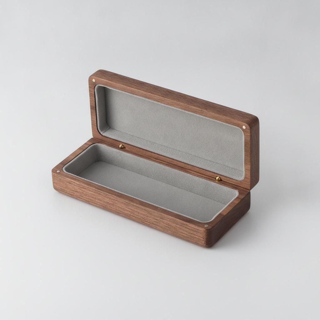 Solid Wood Eyeglasses Case Sturdy Wooden Glasses with Hinged Lid