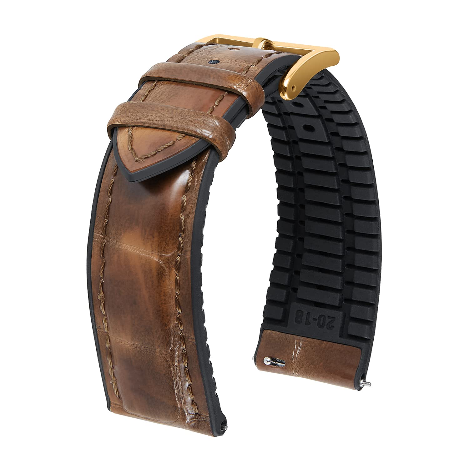 

[BINLUN] Leather Watch Band, Quick Release Leather Watch Band, Alligator Pattern Watch Band, Inner