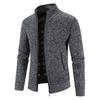 Homens outono inverno casaco gola de malha cor sólida grosso cardigan elástico mangas compridas fechamento com zíper macio masculino camisola jaqueta