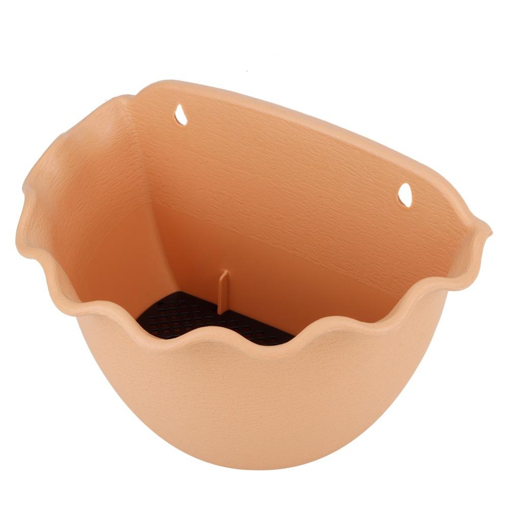 Plastic Wall Mounted Planter Beige Plant Pot Holder Practical Garden Basket Decoration