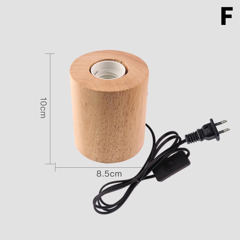 Retro Wood Table Lamp E27 Socket Vintage Desk Lamp Base Holder Wooden Base Table Light 220V Bedside Lamp Decor