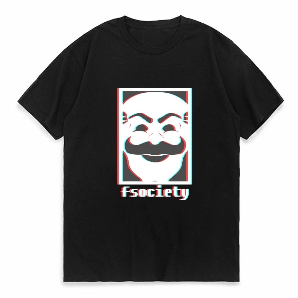 Vintage Vtipné Tričko Mr Robot Unisex 100% Bavlna Fsociety Tričko Krátký Rukáv F Society Hacker Tričko Vrcholy Geeki Tričko Oblečení Dárek