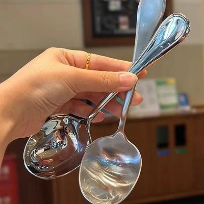 Large Stainless Steel Round Head Buffet Serving Spoon Thicken Kitchen Dinner Dish Soup Rice Western Restaurant Bar Public Spoon