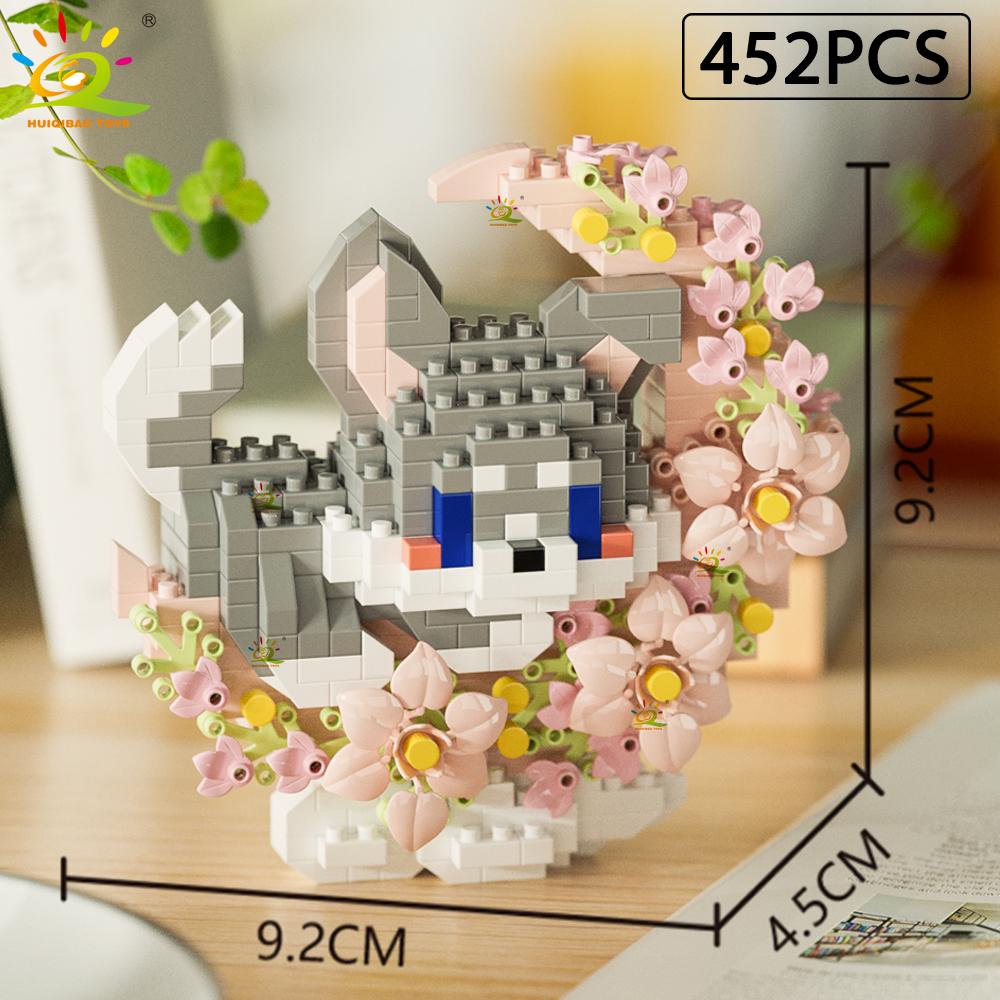MOC Flower Animal Micro Building Block Mini 3D Diamond Model Brick DIY Construction Toy for Children Desk Decoration