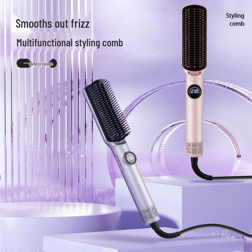 

Multi-Use Electric Hair Styler: Dual-Temperature Straightening & Curling Comb Black US Plug