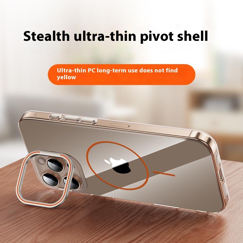 For iPhone 16 Pro Case Compatible with MagSafe Lens Frame Kickstand Clear PC Phone Cover