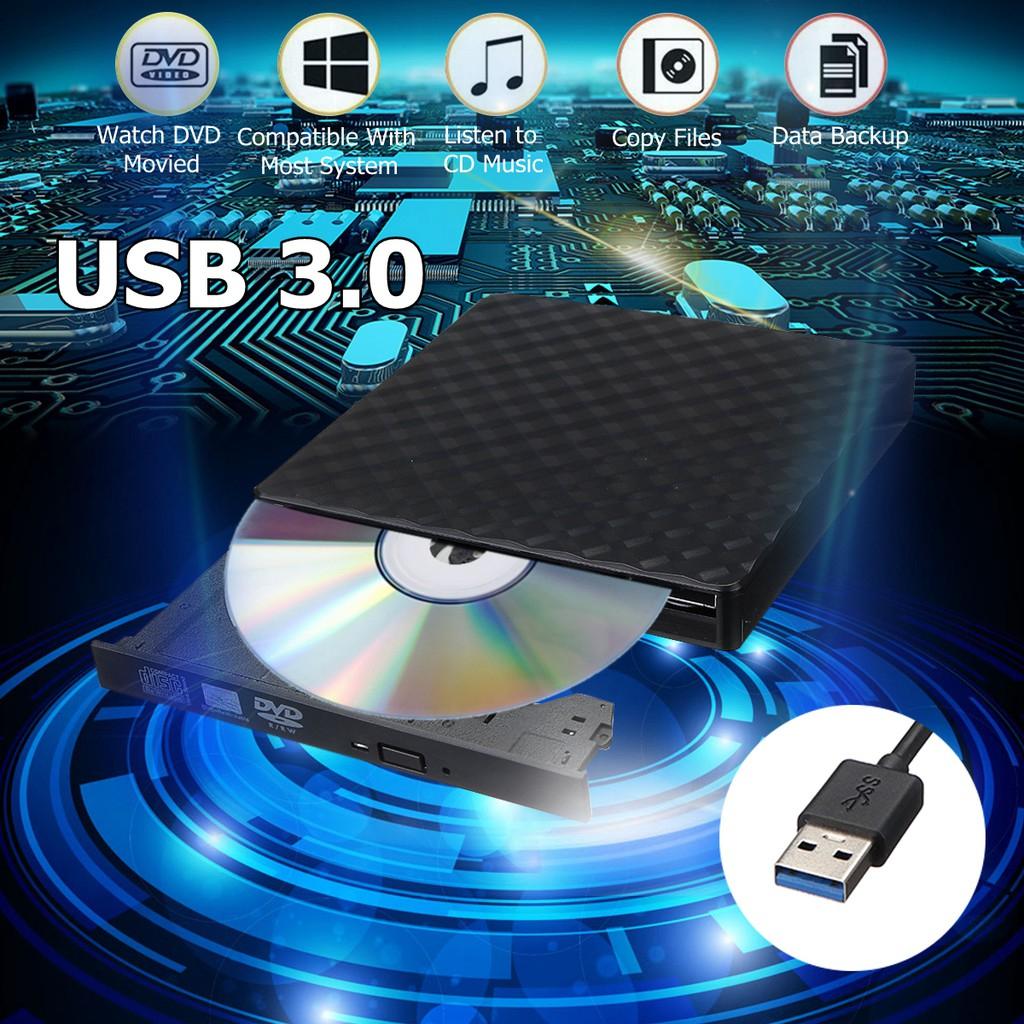 USB3.0 Portable External DVD RW CD Writer Slim Optical Drive Burner Reader Player Tray Type For PC Laptop