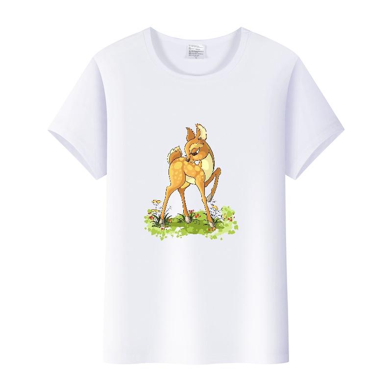 Kawaii Clothes Y2K Tshirt Plus Size Tops Unisex Cartoon Bambi Thumper Graphic T-shirt Summer Blouses White Tees