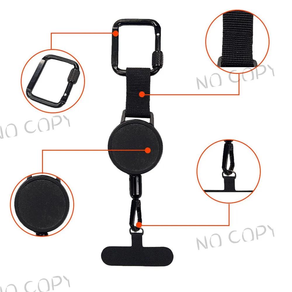Retractable Phone Lanyard with Anti-Theft Clip Durable Nylon Strap and Metal Carabiner for Secure Mobile Device Attachment and Easy Access