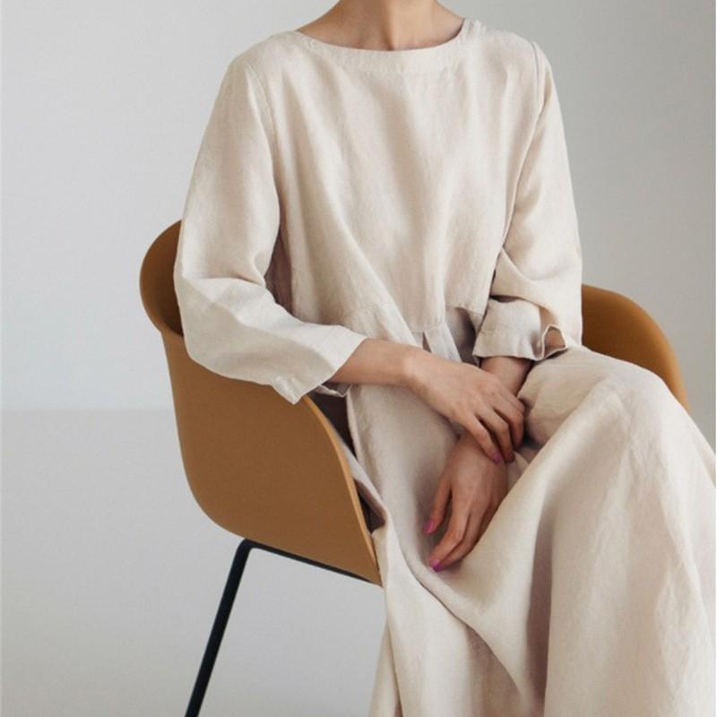

Women s Fashion Casual Bohemian Long-sleeved Pocket Dress Long Skirt S