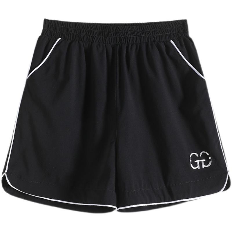 Summer Quick-drying Pants Elastic Hot Pants Large Size Four-quarter Embroidered A-word Home Sports Casual Shorts