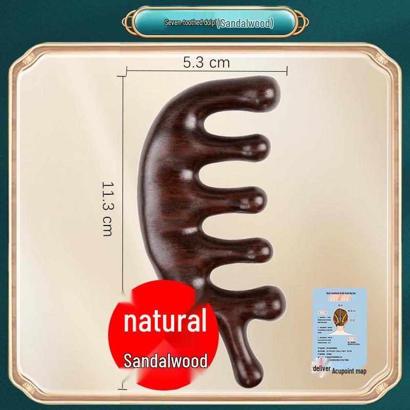 Sandalwood 4-in-1 Scalp Massager: Gua Sha, Meridian Dredging, Follicle Care Comb