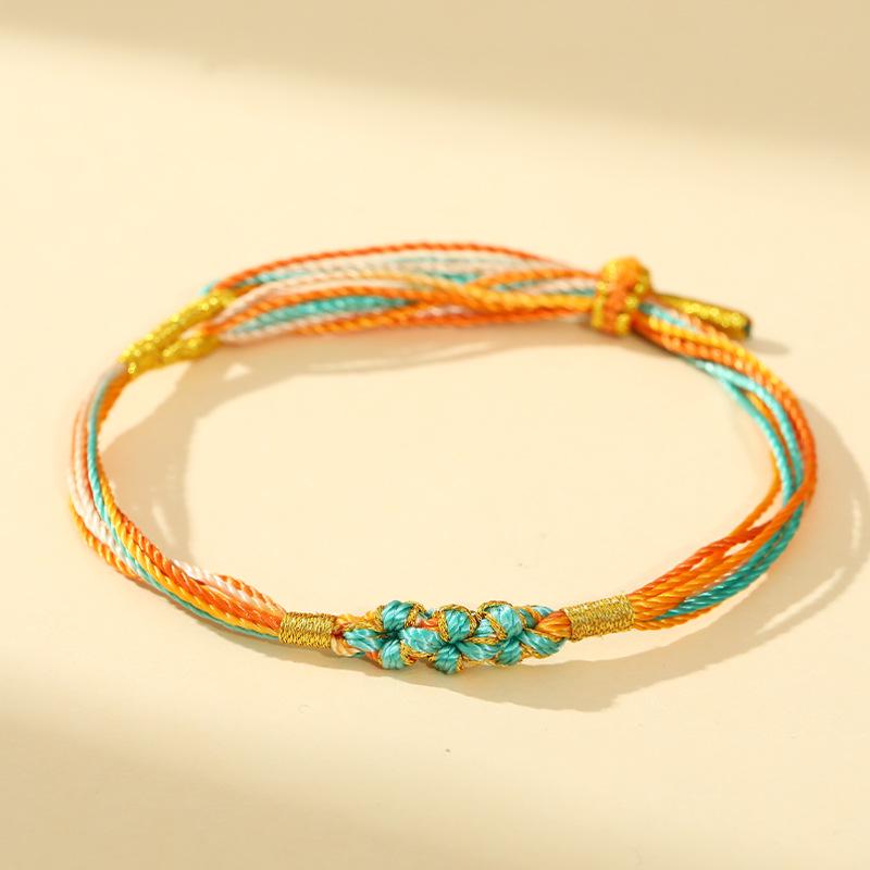 Five-Color Dragon Boat Festival Longevity Thread Bracelet with Peach Blossom Knot, Unisex DIY Hand Rope Gift