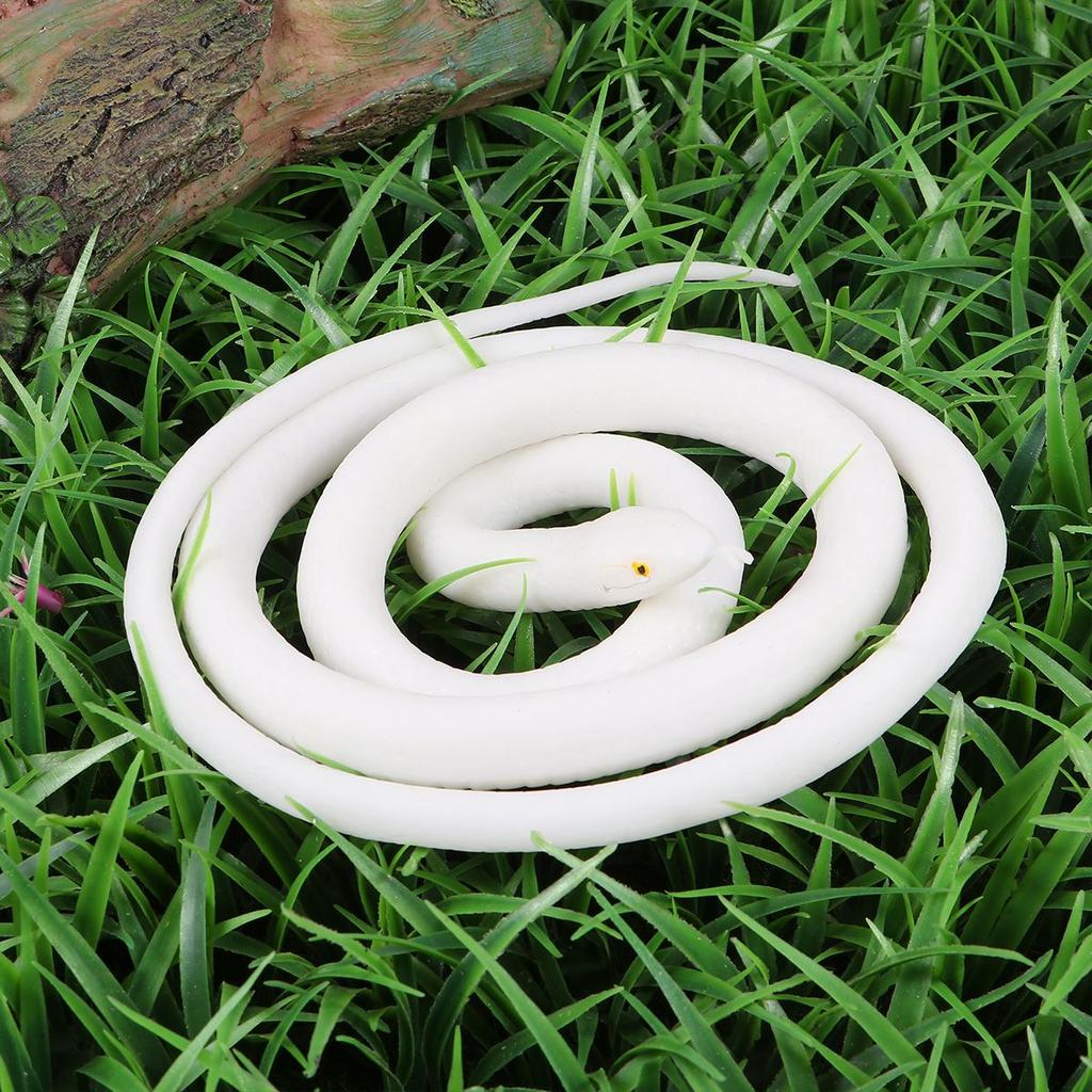 120CM Fake Snake Toy Simulation Snake Realistic Snake Prank Prop Cosplay Props Tricky Playthings for Kids Children (White)