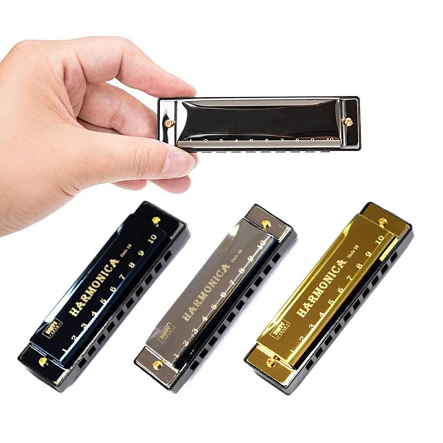 3 Colors Metal Blues Harmonica Professional Titanium Brass Wind Instruments Stage Music Performance Daily Practice Tool XJM