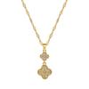 Micro-Inlaid Diamond Four-Leaf Flower Light Luxury Cute Necklace Female Kc Gold Collarbone Chain
