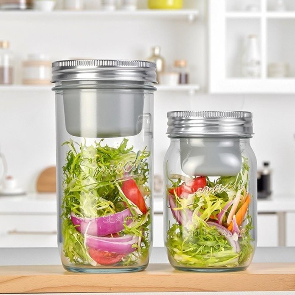 16/24 Oz Salad Glass Jars Wide Mouth Salad Container Portable Mason Jar Home Office
