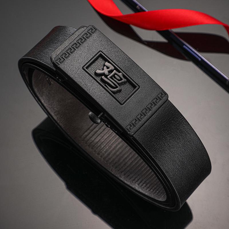 

Мужской кожаный ремень Zodiac с автоматической пряжкой - Модный и универсальный для делового или повседневного ношения. 120 cm