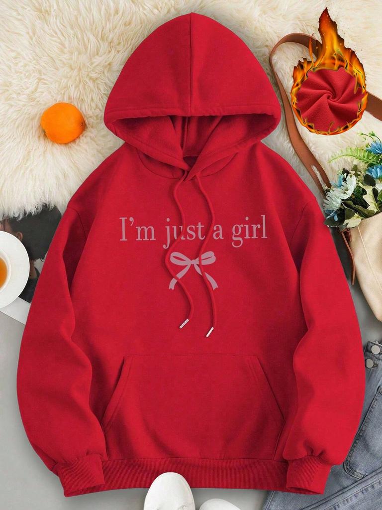 I'M Just A Girl Simple Printing Women Hoody Harajuku Loose Clothes Warm Comfortable Hoodie Vintage Autumn Crewneck Top
