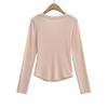 Korean V-Neck Long-Sleeve Slim Fit Sheer T-Shirt for Women - Autumn Essential