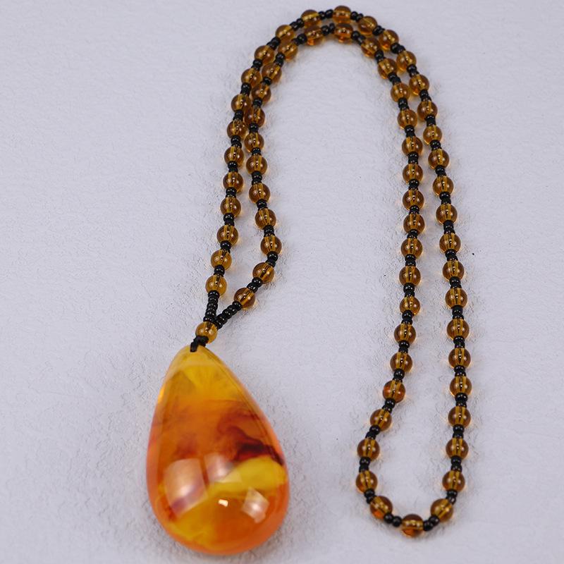 Handgemaakte Honing Amber Ketting Dames Natuurlijke Bijenwas Kralen Braziliaanse Amber Hanger Uniek Cadeau voor Verjaardag