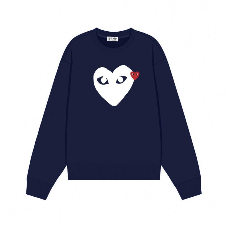 Relaxed Fit Cotton Sweatshirt With Heart Print Long Sleeve Crew Neck Fleece Lined Unisex Winter Casual Top