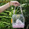 Portable Pet Outgoing Cage Detachable with Cage Cover Small Animal Carry Case Transparent Breathable Outdoor Hamster Box