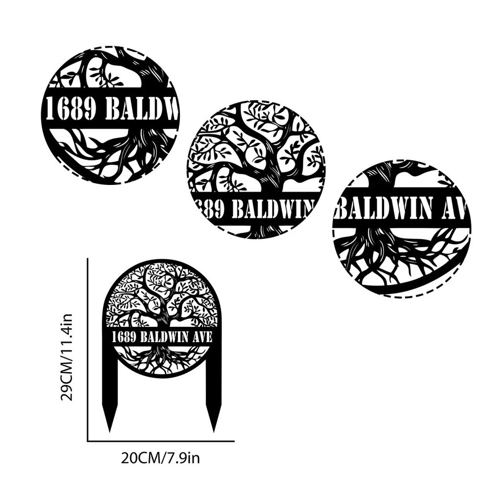Metal Address Stake Tree House Sign Garden Metal Stake House Number Sign Tree Stake Address Marker Metal Sign