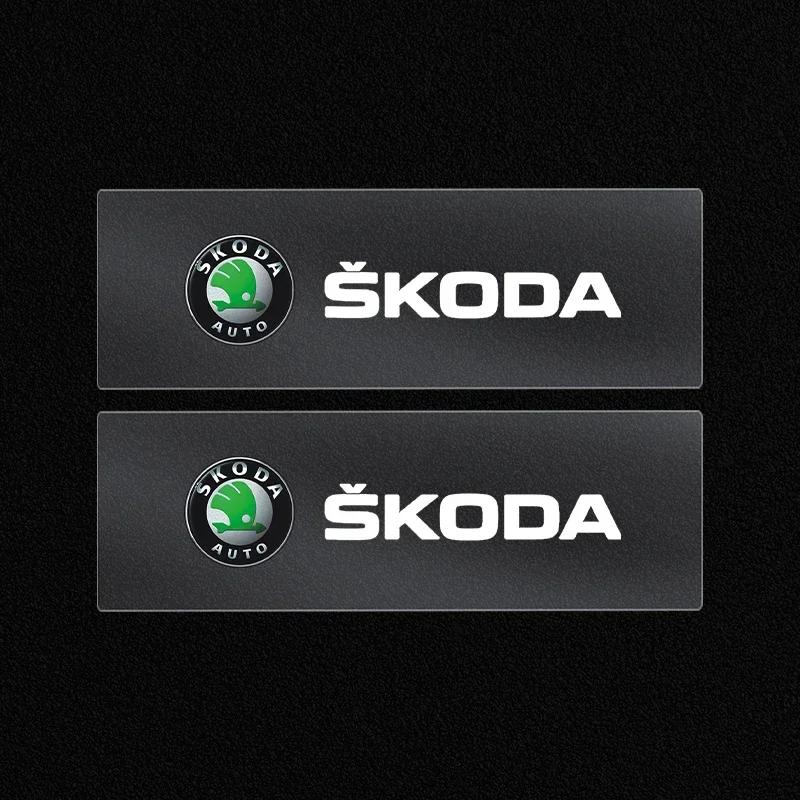 CAPR9 Car Door Handle Badge Protector Decal Wiper Sticker For Skoda Superb Octavia Rapid Kodiaq Kamiq Karoq Rapid Fabia Accessories