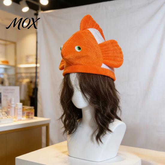 Ocean Party Costume Plush Clown Fish Hat, Halloween Clownfish Hat for Kids Comfortable Animal Cap Adults, Cosplay Headwear Stage Performance Dress-up