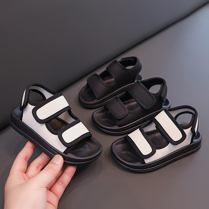 

Kids Casual Sandals for Boys Girls 2025 Summer Non-slip Soft Sole Toddler Beach Shoes Versatile Chic Lightweight Scuba Sandals 29 чёрный