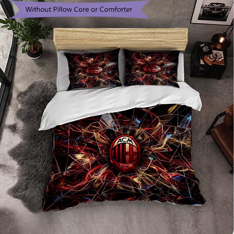 Set Lenzuola AC Milan Modello 3 Pezzi Morbida Copripiumino in Microfibra con Federe per Camera da Letto