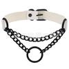 Punk Style Dark Leather Round Ring Choker Necklace - Black Chain Clavicle Neckband