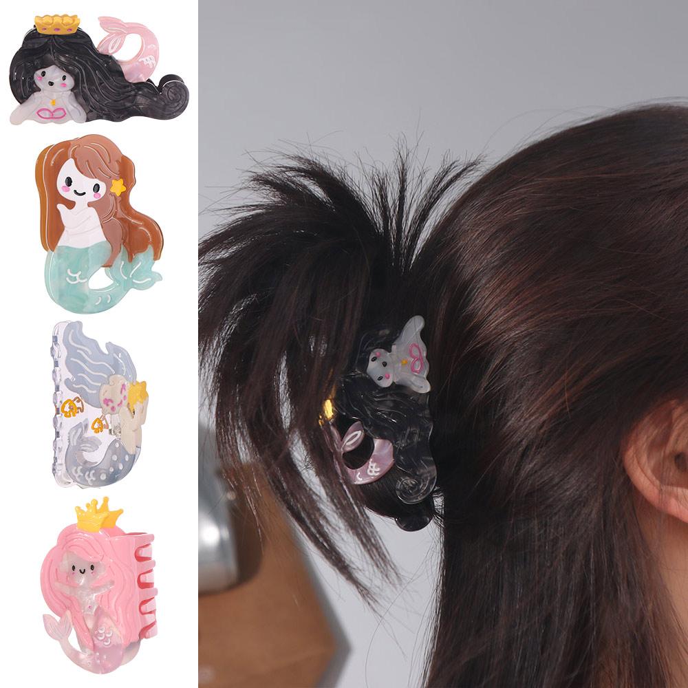 Lovely Cartoon Mermaid Hair Claw Geometry Acetic Acid Shark Clip Cute Creative Hair Claw Female