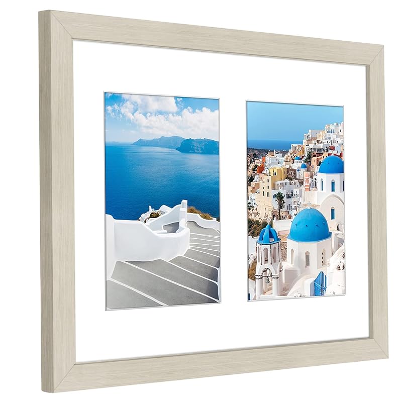 Americanflat 5x7 Double Picture Frame in Light Wood - Use as One 11x14 Picture Frame Without Mat or Two 5x7 Frames with