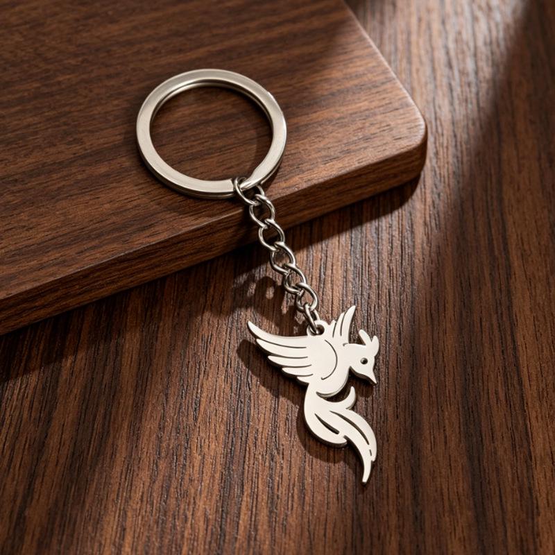 Stainless Steel Phoenix Bird Pendant Keychain Ornament