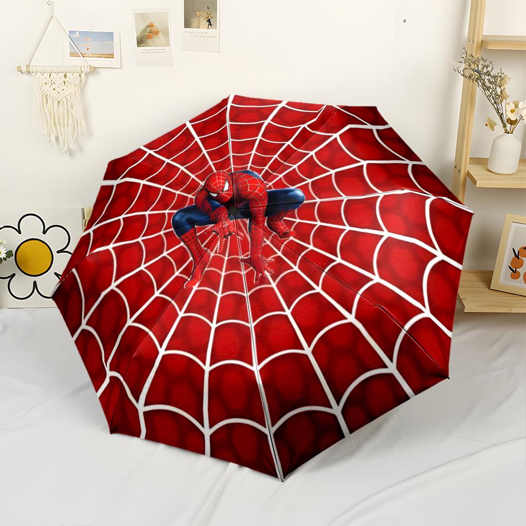 Spider-man Web Art Compact Travel Automatic Umbrella Compact & Durable 8-Rib Design Foldable Design for Outdoor Daily Use Outdoor Accessory