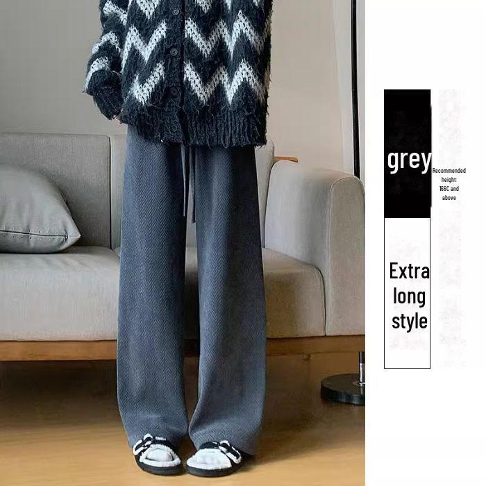 Pantalones de Café de Pierna Ancha y Cintura Alta para Mujer - Versátiles para Primavera, Otoño e Invierno con Terciopelo Plus, Corte Holgado, Estilo Casual Drapeado.