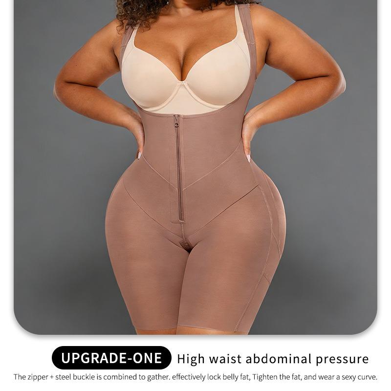 Women Thin Zip Up Tummy Control Waist Shaping Hip Lifting Bodysuit Shapewear