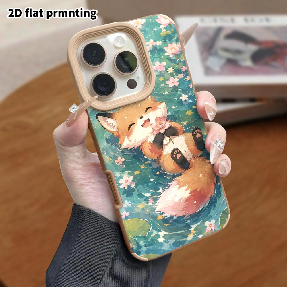 Phone Case: Lambskin 2D Flat Samsung Galaxy A34 A35 M05 M06 S20 S22 S21 FE Plus 5G Protective Case, Little Fox in the Lotus Pond, Christmas and Hallow