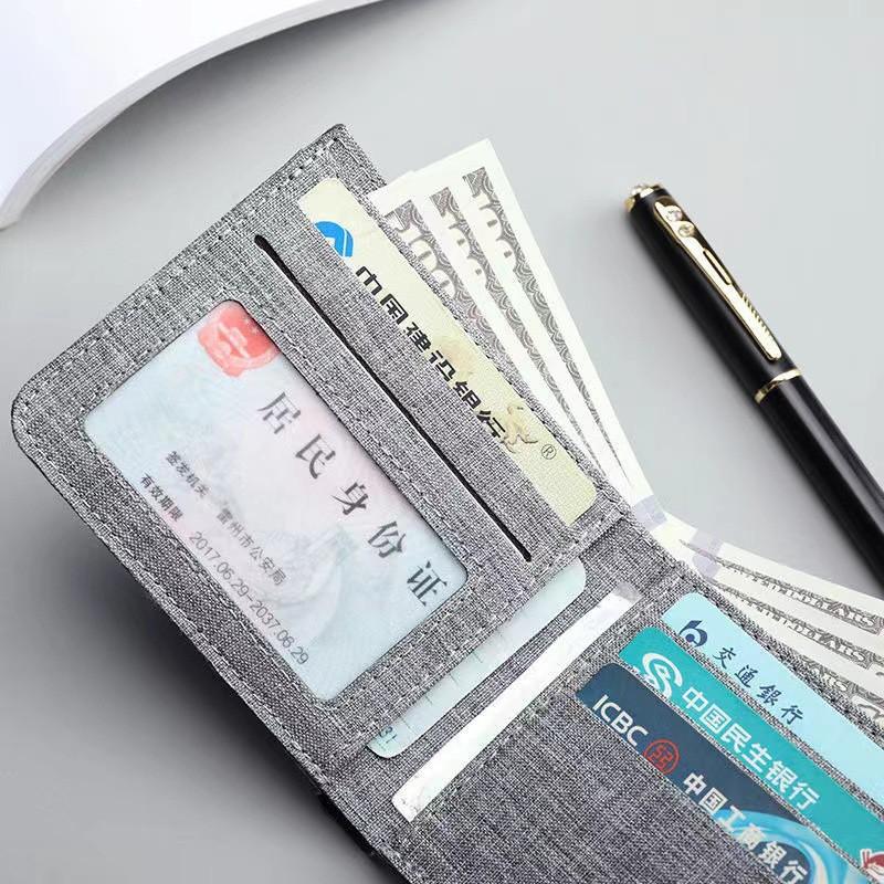 Mens Canvas Wallet Slim Minimalist Multi-Card Holder Driver License Compartment Student Casual Purse
