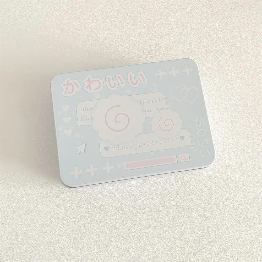 

Металлическая прямоугольная пустая жестяная коробка Мультяшные рыбные пирожки Внутри Держатель для фотокарточек айдолов Органайзер для украшений Коробка для хранения наклеек Канцелярские товары синий