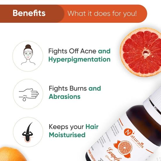 Naturalis Grapefruit Essential Oil 15ml – Pure and Natural Aromatherapy Oil for Energy, Ideal for Topical Application and Wellness