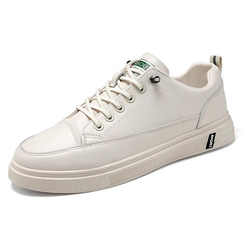 

Мужская весенняя модная белая повседневная обувь в корейском стиле из дышащей кожи 2022 года Size 42 бежевый