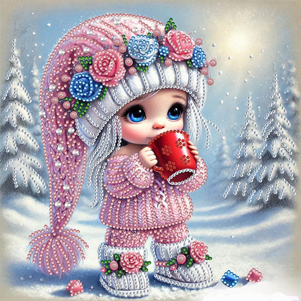 Snow Girl 5D DIY Diamond Art Painting Kits for Home Wall Decor Diamond Art Kits Crystal Rhinestones Diamond Painting 30x30cm